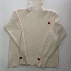 Creamy White Heart ♥️ Turtleneck Sweater